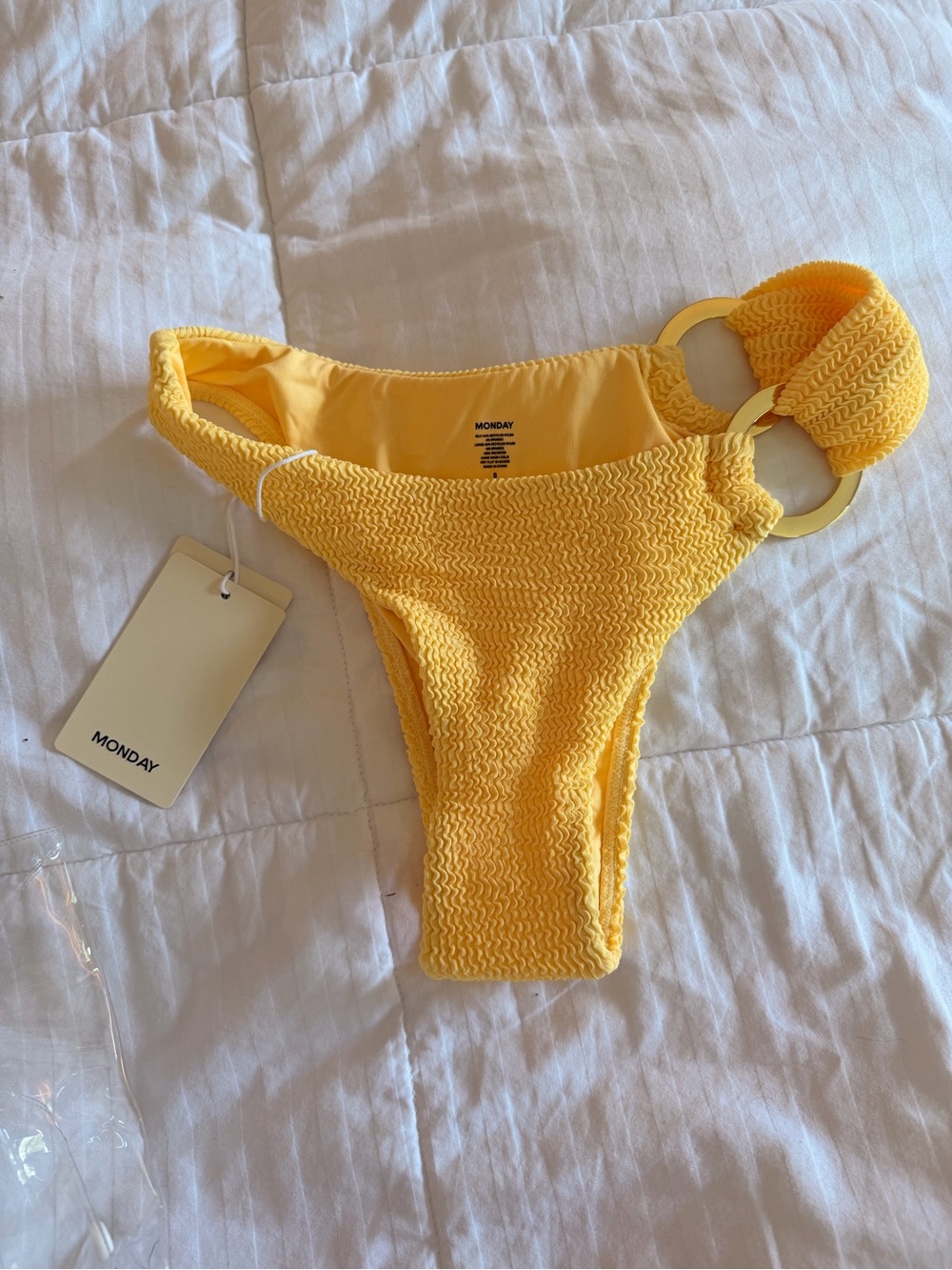 Monday Swimwear Honey Crinkle Bronte Bikini Bottom - Yellow